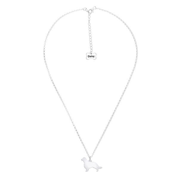 Welsh Springer Spaniel Silhouette Silver Necklace - Personalised - MYLEE London