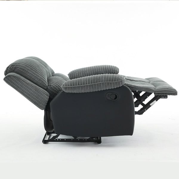 Furniture One Manual Reclining Sofa Set, Corduroy Fabric Recliner Sectional Sofa Suite-Adjustable Backrest and Footrest, Jumbo Cord Fabric Recliner