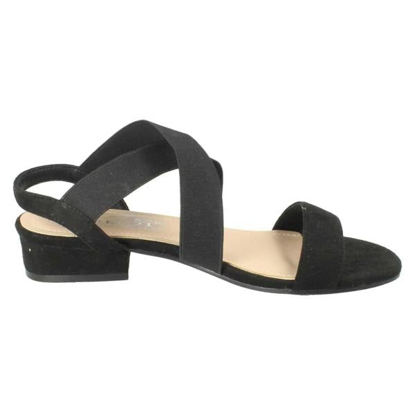 Spot On Ladies Spot On Slip On Cross Strap Low Heel Smart Sandals F12082