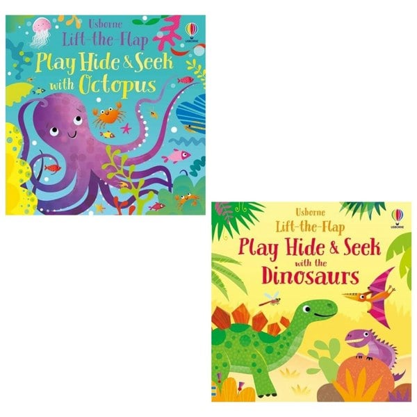 Lift-The-Flap Play Hide And Seek Series By Sam Taplin 2 Book Set (Octopus, Dinosaurs)