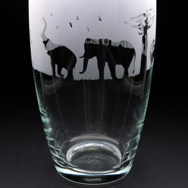 Glyptic Glass Art Safari Glass Botanica Vase - Hand Etched / Engraved Gift