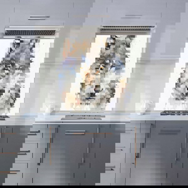 Warren Reed - Designer Wolf Watercolour Kitchen Splashback