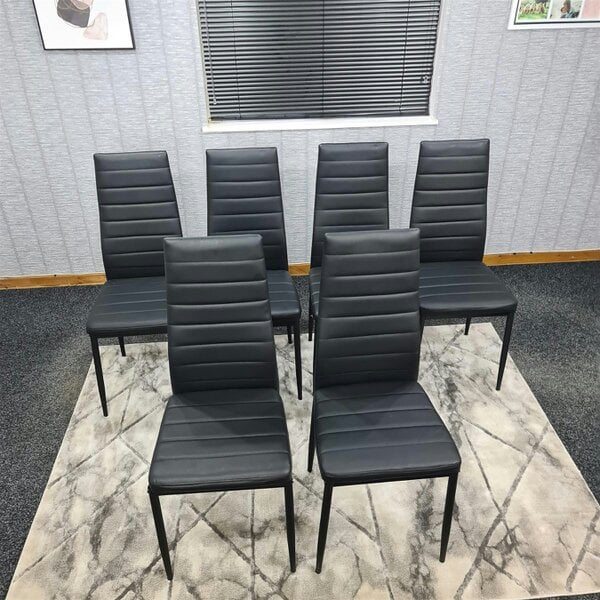 Kosy Koala Dining Chairs Set of 6 Black Leather Kitchen Chairs