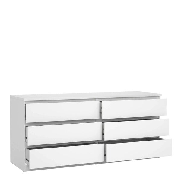 Wyld Haus Budapest White Wooden Wide Chest 6 Drawers