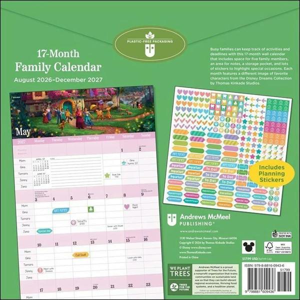Disney Dreams Family Planner Calendar 2027 (Thomas Kinkade)
