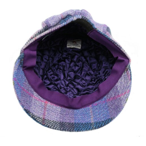 Heather Hats & Accessories Harris Tweed Luxury 8-Panel Traditional Tweed Flat Cap, Satin Lining, Outdoor Wear, Lilac