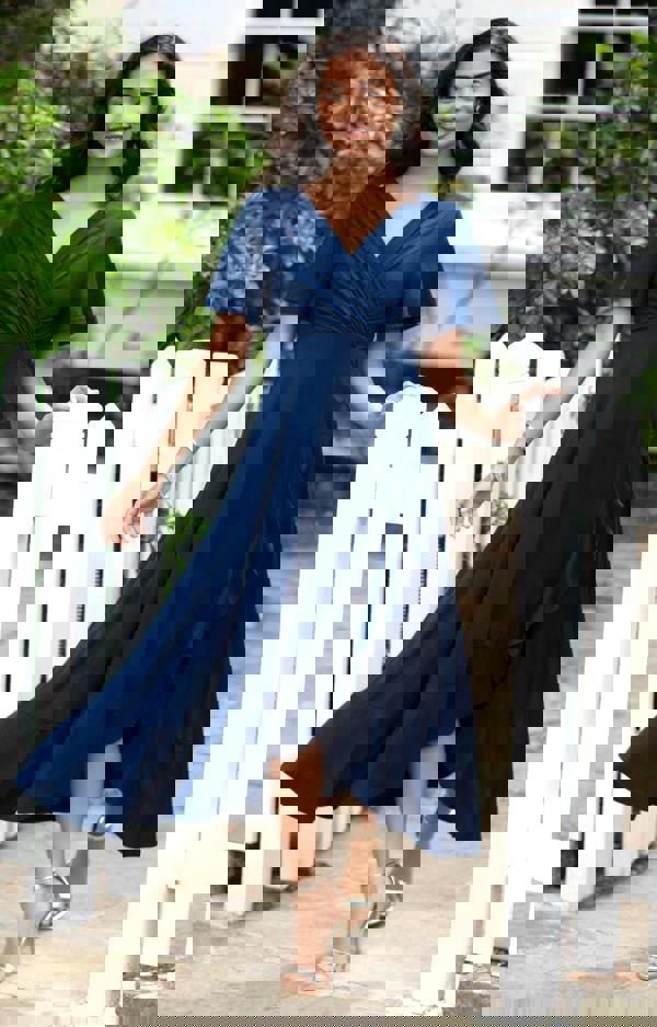 Alie Street London Waterfall Dress Petite - Navy