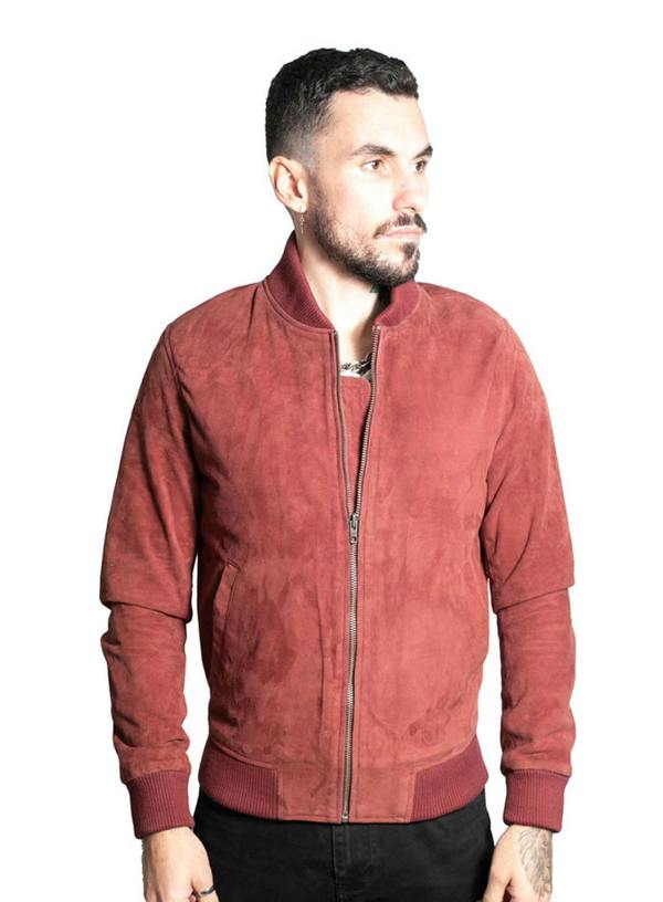 Infinity Leather Mens Retro Goat Suede Varsity Leather Bomber Jacket-Athens