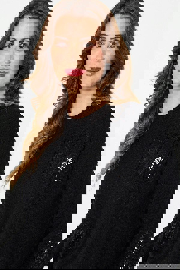 Black | Sequin Butterfly Detail Relaxed Jumper
