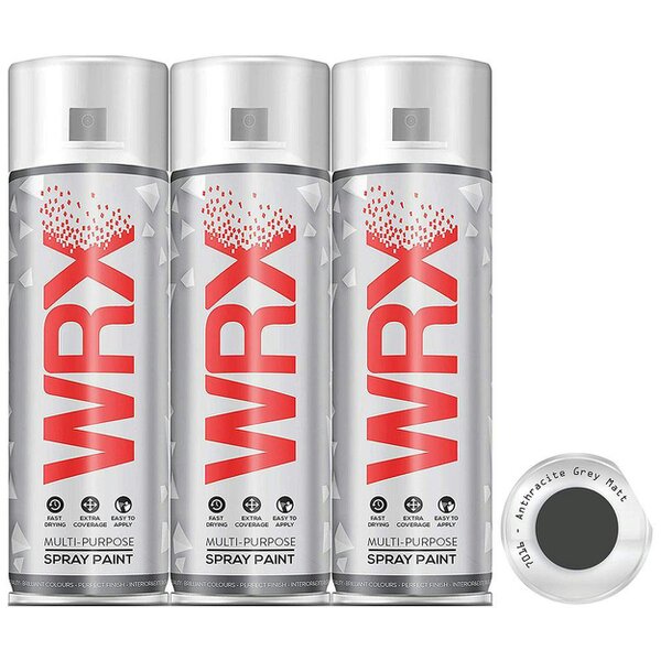WRX 3X WRX Anthracite Grey Matt Spray Paint 400ml RAL 7016