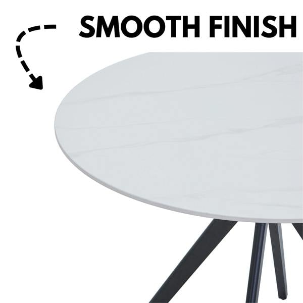 Core Products Aspen Round Dining Table, White Sintered Stone