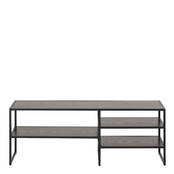 Furniture To Go Seaford Black Metal Open TV Unit with 3 Black Shelves
