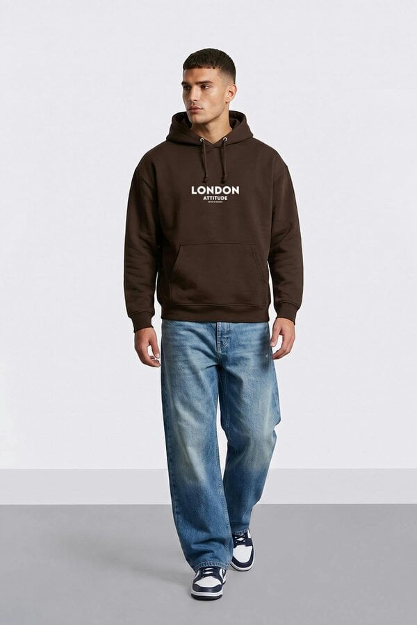 London Attitude Relaxed Fit Dragon Graphic Hoodie