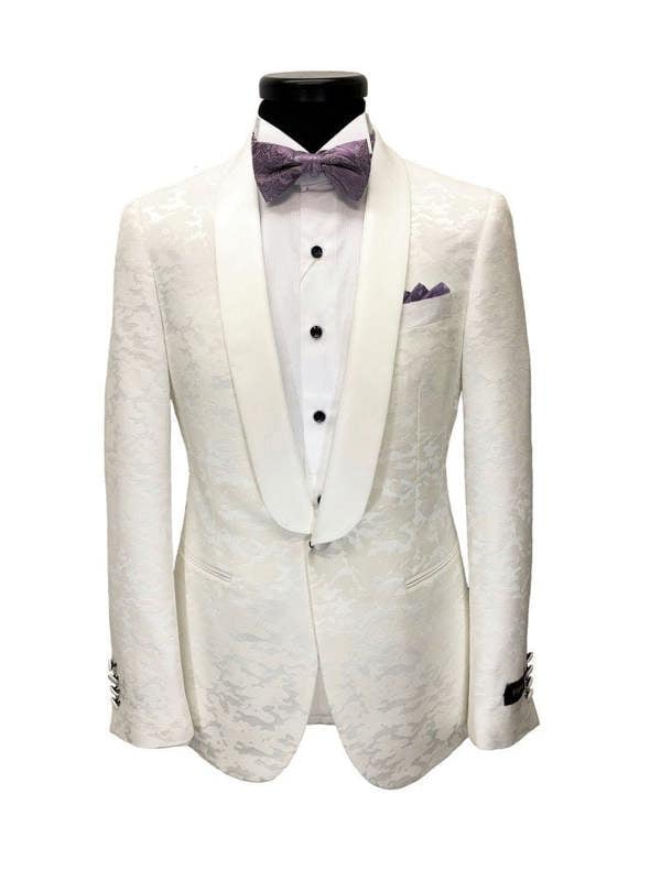 Cream Jacquard Brocade tuxedo - Pamoni