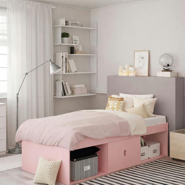 Kudlhome Low Single 3ft Cabin Bed Frame, Pink