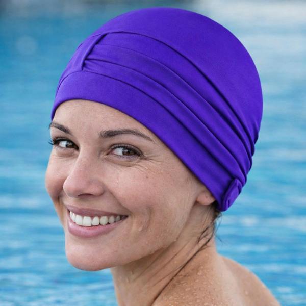 Aqua Speed Ladies Comfortable Fabric Swimming Cap | Turban Style Lightweight Swim Cap