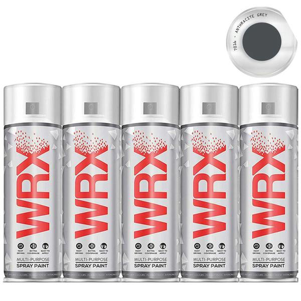 WRX 5X WRX Anthracite Grey Semi Gloss Spray Paint 400ml RAL 7016