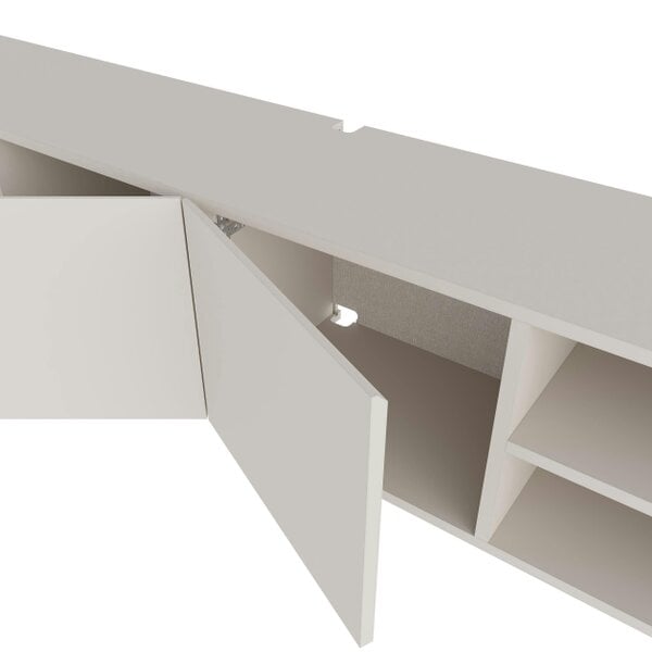 Decortie Conrad 180cm Floating TV Stand, Wall-Mounted Unit with 3 Soft-Close Doors & Open Shelves