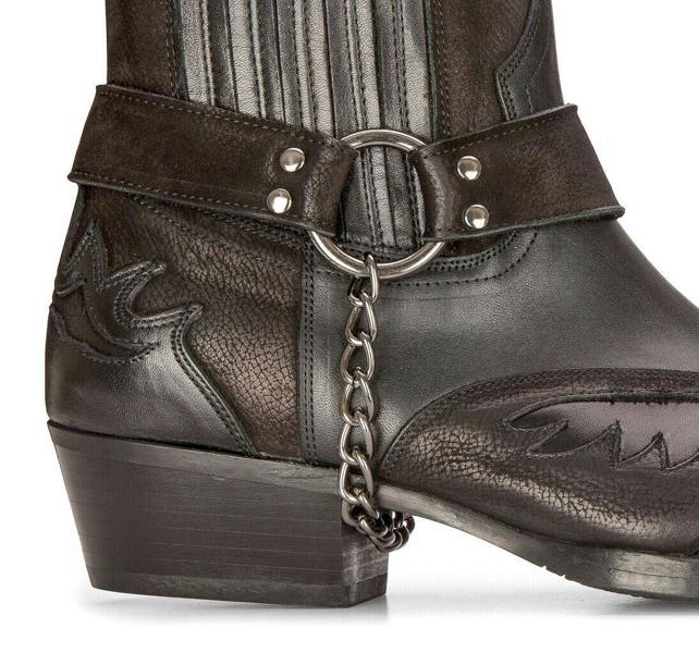 Infinity Leather Mens Leather Cowboy Ankle Boots Black Brown Cuban Biker Winklepicker Western