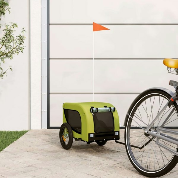 Berkfield Dog Bike Trailer Green and Black Oxford Fabric and Iron