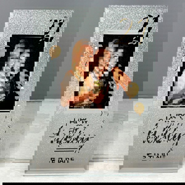 Personalised Memento Company Personalised Birthday 4x4 Glitter Glass Photo Frame