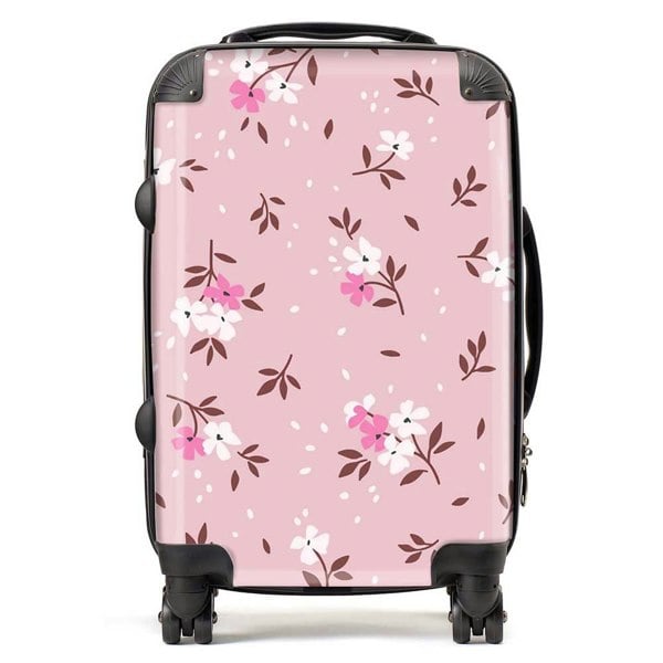 Warren Reed Pretty Pink Flower Pattern Suitcase