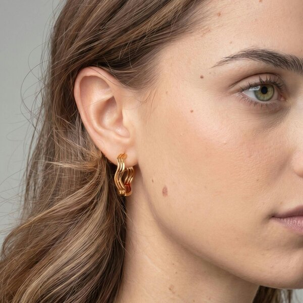 Uchi & Soto Nami Gold Wave Earrings
