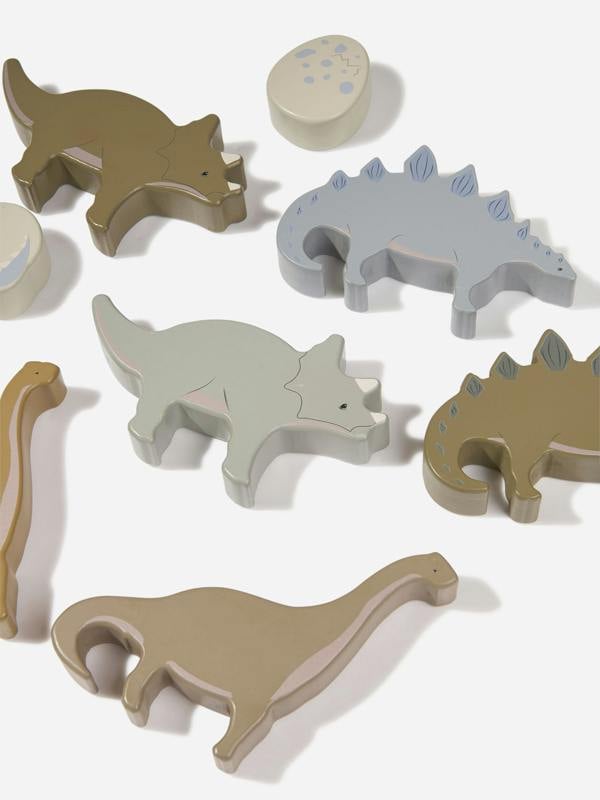 Konges Slojd Konges Sløjd Baby Boys Wooden Stackable Dino Blocks in Multicolour
