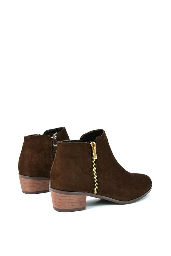 XY LONDON Low Heel Zip Up Western Ankle Boots