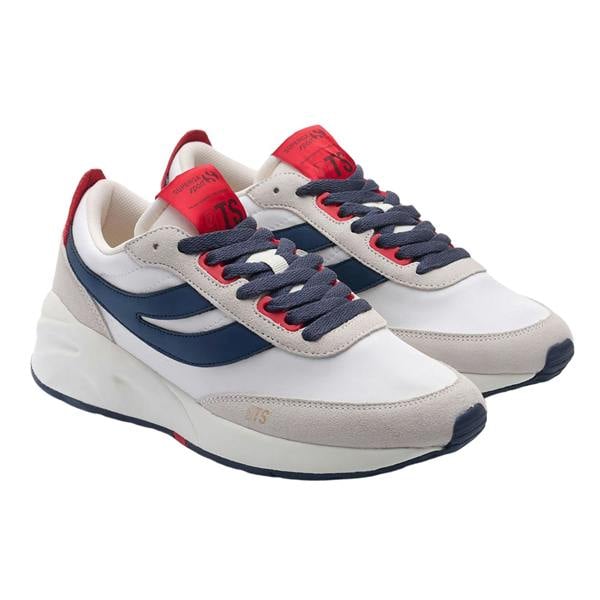 Superga Unisex Adult 4089 Training 9TS Slim Suede Trainers - White Avorio/Navy/Red - 