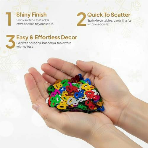 80th Birthday Confetti Multicolour Foil Metallic Party Decoration Pack Options for Table Styling image 6