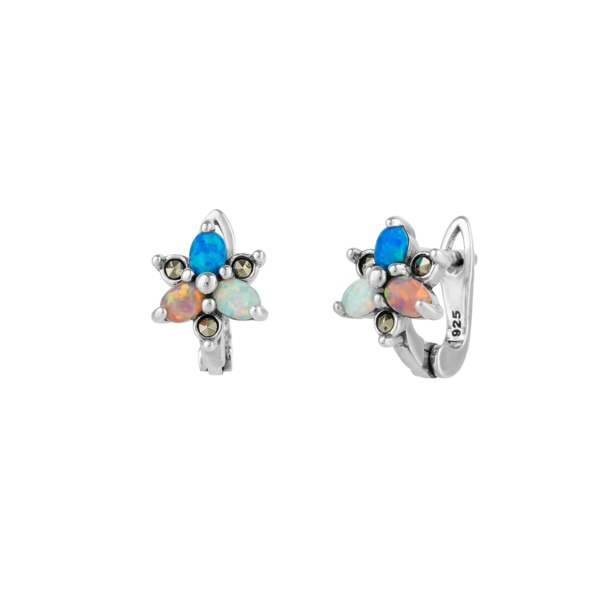 Spero London High Quality Opal Flower Sterling Silver Earring