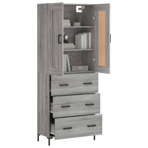 Berkfield Highboard Grey Sonoma 69.5x34x180 cm Engineered Wood