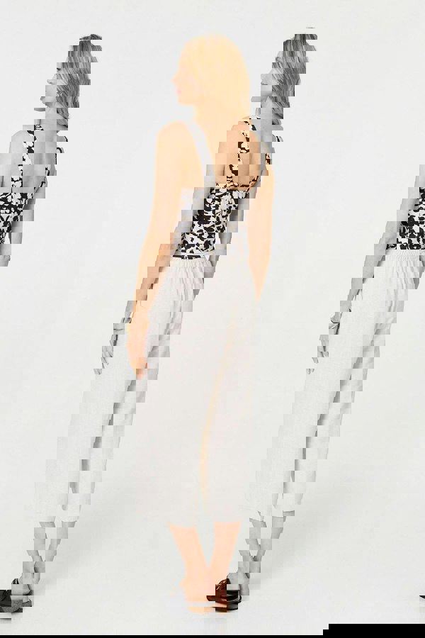 Black | Floral Sleeveless Split Front Crop Top
