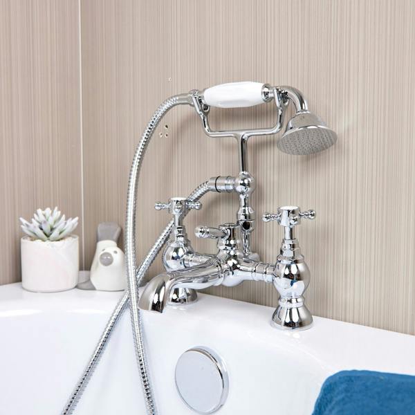 Flode Flen | Bath Shower Mixer Tap | Including Handset and Holder | Chrome