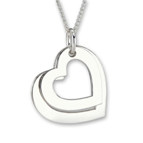 Sterling  silver Personalised Two Hearts Necklace personalisation preview.