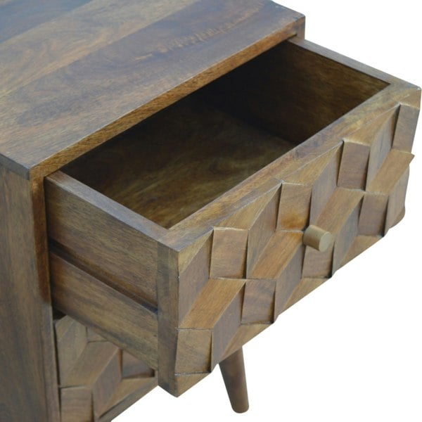 Artisan Furniture Chestnut Cube Carved Bedside
