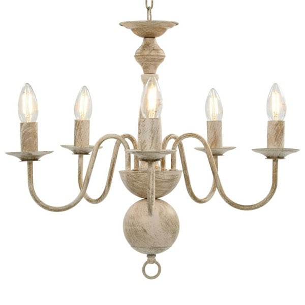 Berkfield Chandelier Antique White 5 x E14 Bulbs
