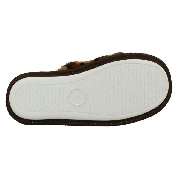 Spot On Ladies Spot On Leopard Detailed Mule Slippers X2114