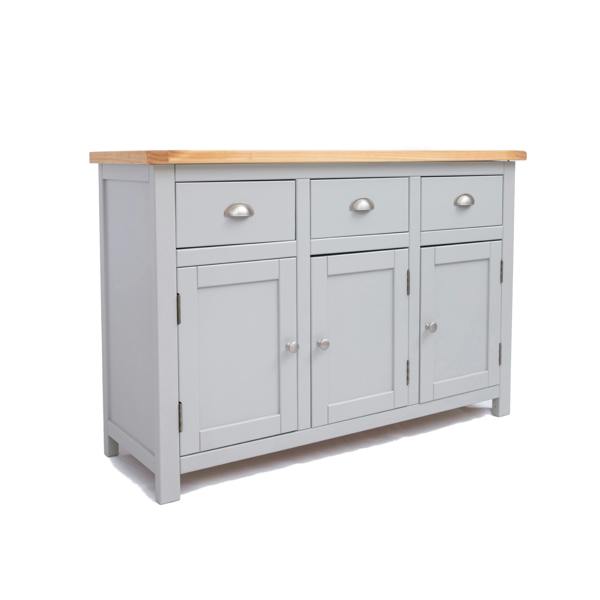 Cabinet Bits Argenta Light Grey 3 Drawer 3 Door Sideboard Chrome Cup Handle