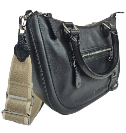 SADDLER "Chloe" Real Leather Twin-Handle Handbag with Crossbody Strap - Handmade, with Keepsake Pouch