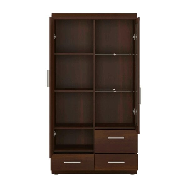 Wyld Haus Sonderborg Dark Mahogany Display Cabinet 2 Doors 3 Drawers