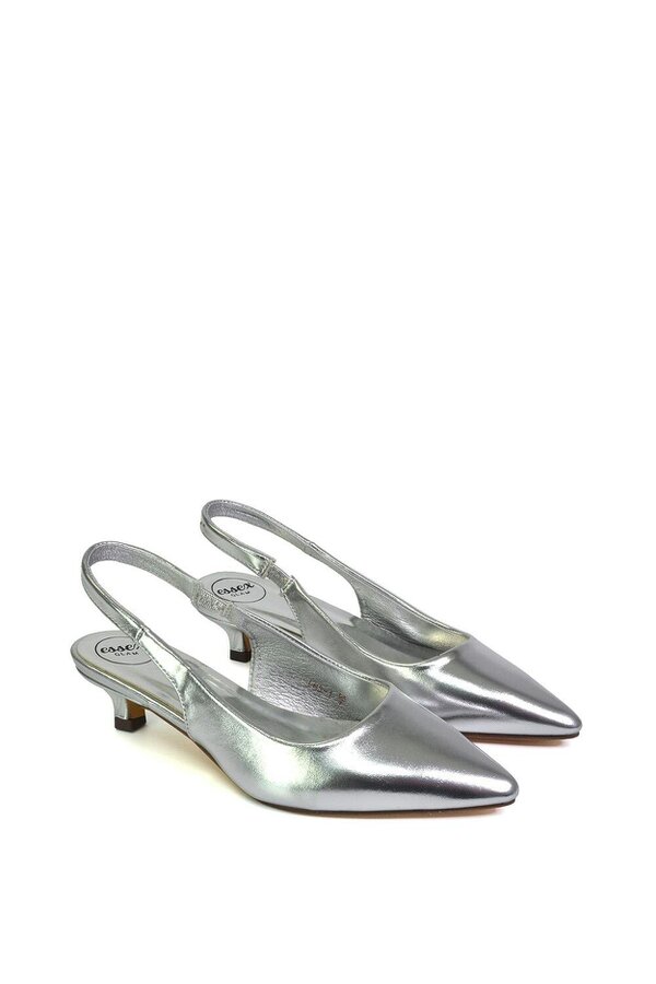 XY LONDON Pointed Toe Sling Back Kitten Heel Sandals