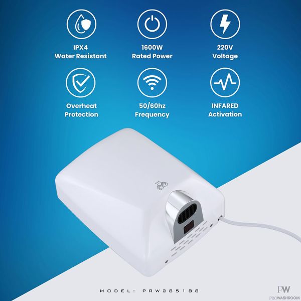 ProWashroom Pro Washroom Bathroom Hand Dryer 1600w ABS