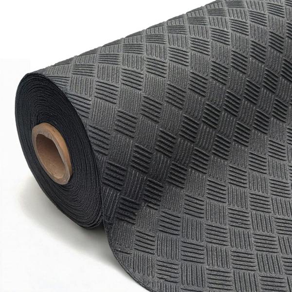 Nicoman Non-Slip Recycled Rubber Flooring Rolls - Deckplate Pattern
