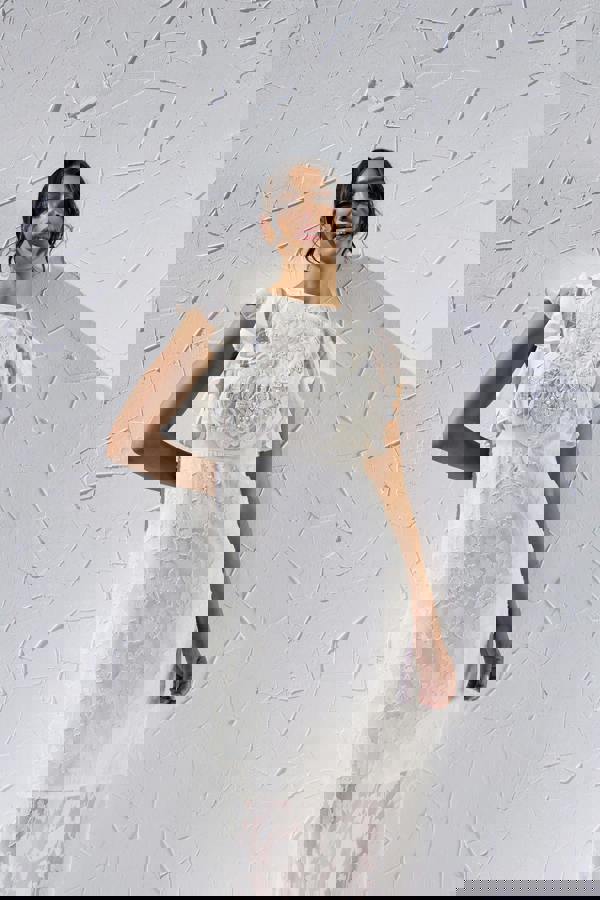 GWD Zoey Sparkle Embellished Floral Cream Maxi Dress