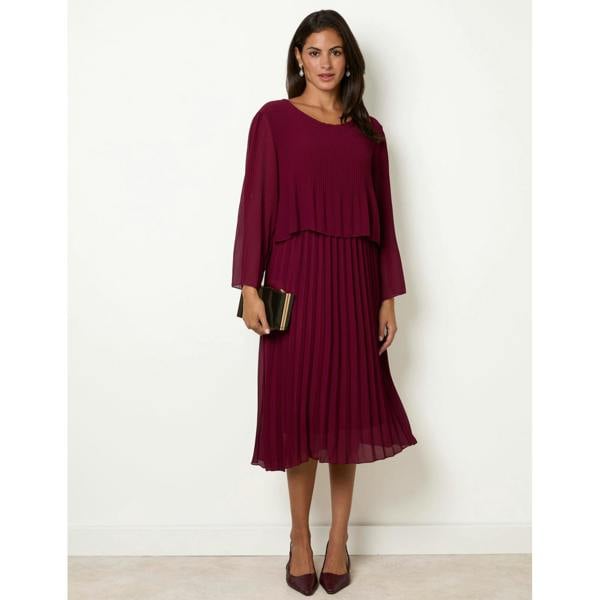 Blue Vanilla Chiffon Pleated Dress