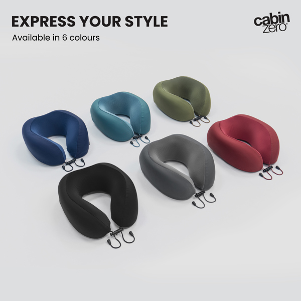 CabinZero Classic Travel Pillow, Memory Foam Neck Pillow with Adjustable Fit