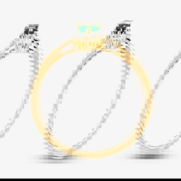 T. H. Baker 9ct Yellow Gold Pear-cut Emerald and Diamond Cluster Ring VR0S604-9KY EM