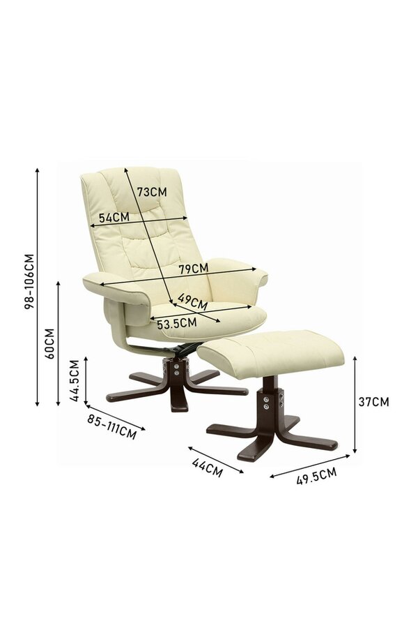 Living and Home PU Leather Swivel Chair Recliner Armchair With Footstool